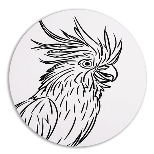 Eenvoudige Zwarte Lijnen Vogel Illustratie aluminium muurcirkel