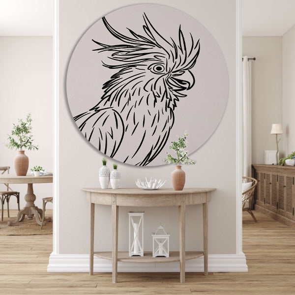 Eenvoudige Zwarte Lijnen Vogel Illustratie aluminium muurcirkel