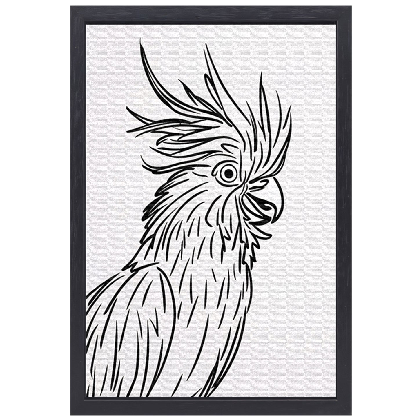 Eenvoudige Zwarte Lijnen Vogel Illustratie canvas met baklijst