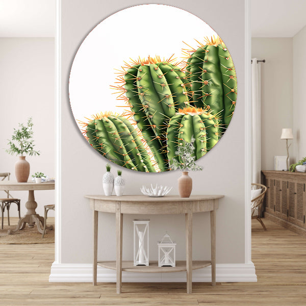 Hyperrealistische Print van Groene Cactussen forex muurcirkel