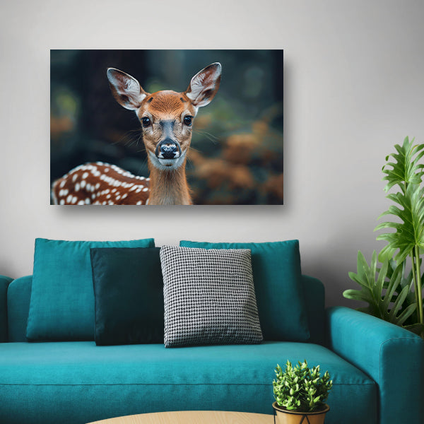 Hertenclose-up met dromerige natuurachtergrond canvas