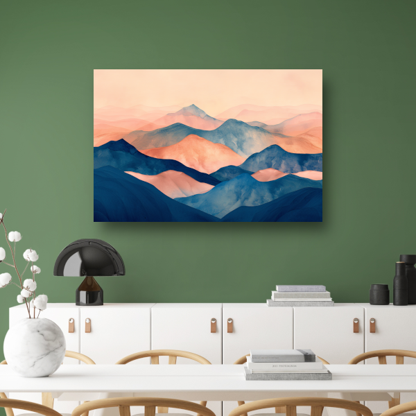 Abstracte Pastelkleurige Bergen in Harmonieuze Golven poster