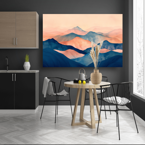 Abstracte Pastelkleurige Bergen in Harmonieuze Golven poster
