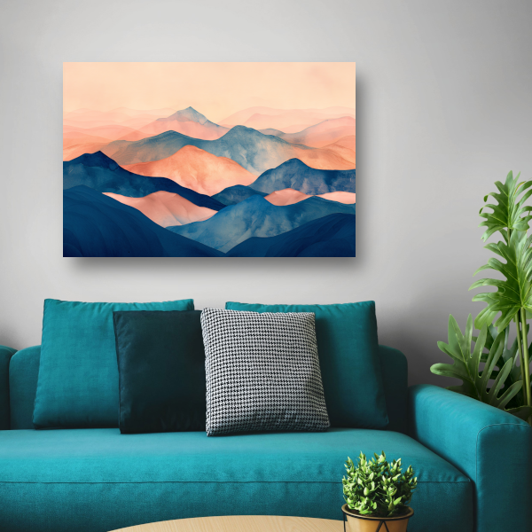 Abstracte Pastelkleurige Bergen in Harmonieuze Golven poster