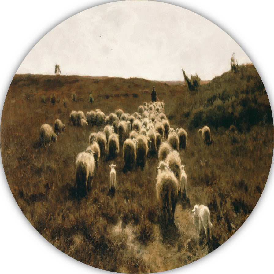 De terugkeer van de kudde, Laren - Anton Mauve aluminium muurcirkel