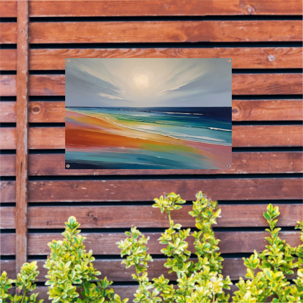 Kleurrijke Abstractie van een Zonsondergang Strand tuinposter