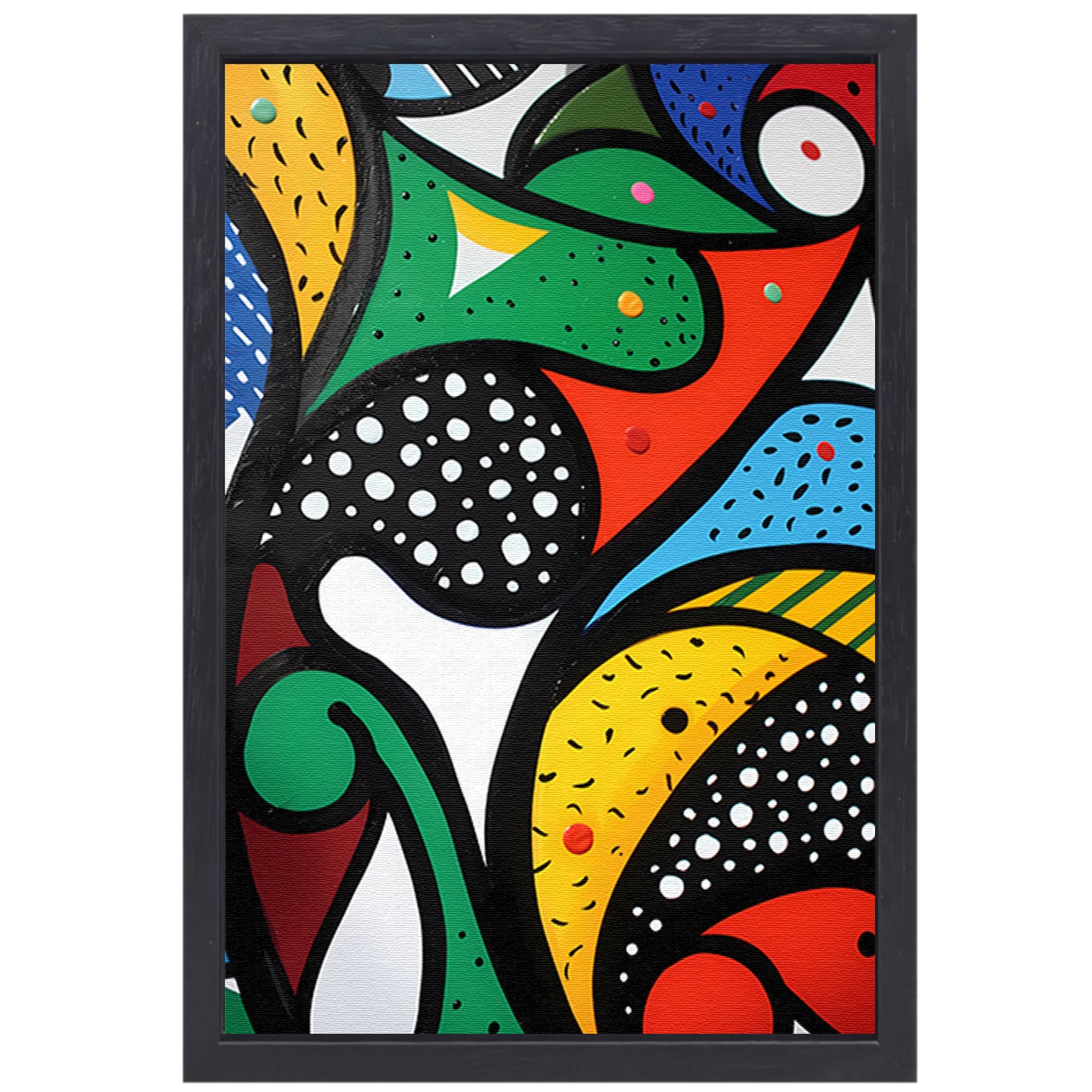 Kleurrijk abstract schilderij met patronen canvas met baklijst