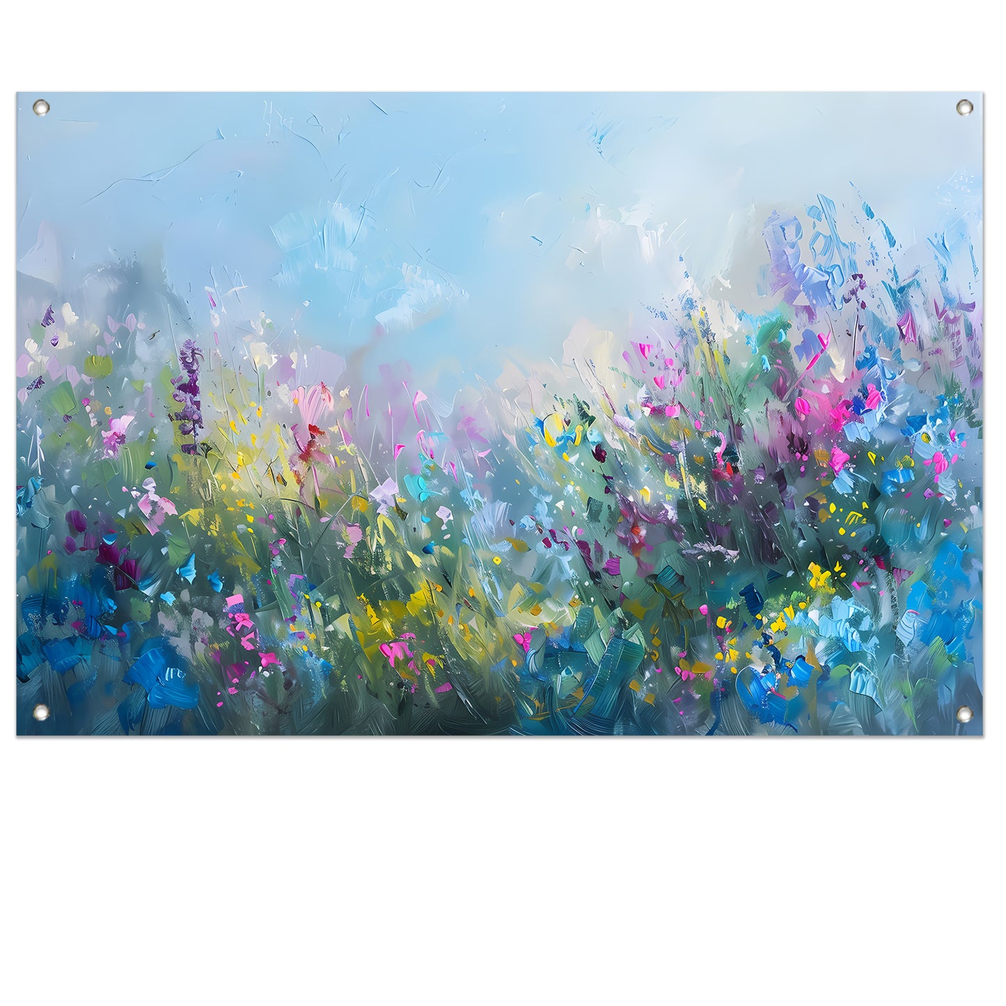 Abstract kleurrijk bloemenveld in natuurstijl tuinposter