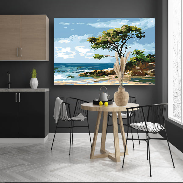 Boom aan de kust in popart stijl poster