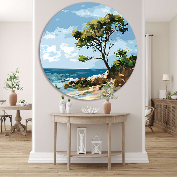Boom aan de kust in popart stijl forex muurcirkel