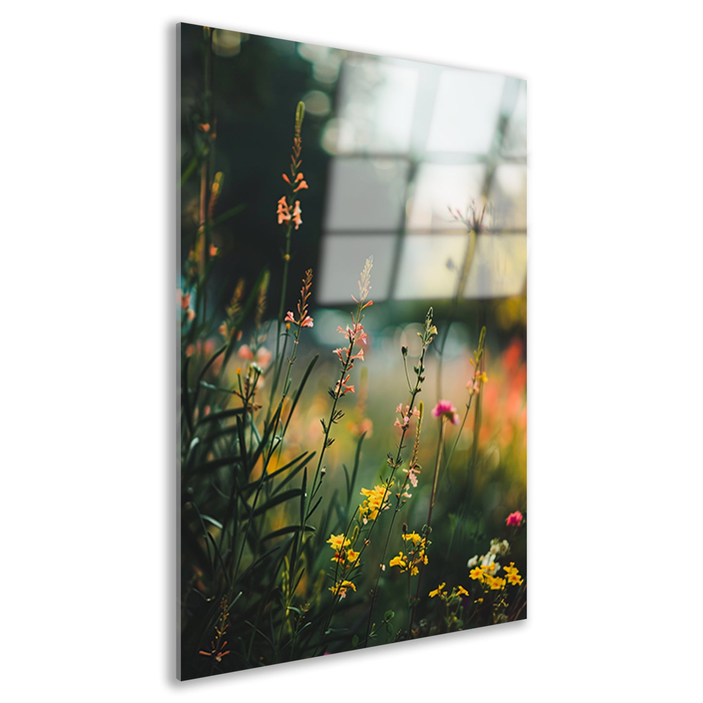 Wilde bloemen in de avondzon acrylglas