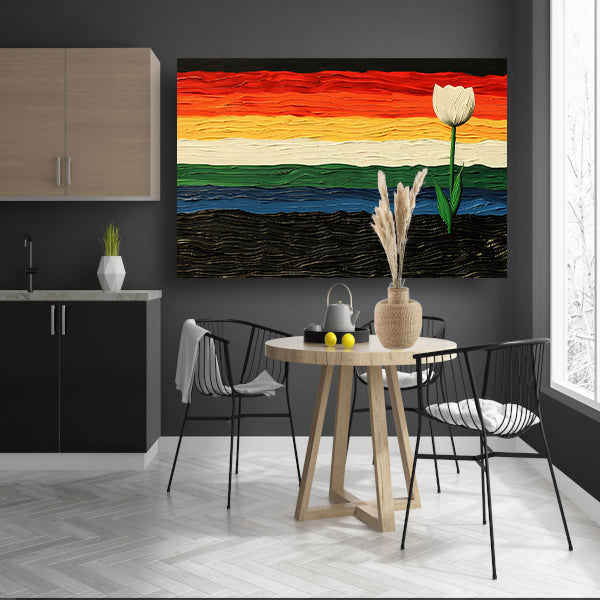 Abstracte kleurrijke tulp schilderij canvas