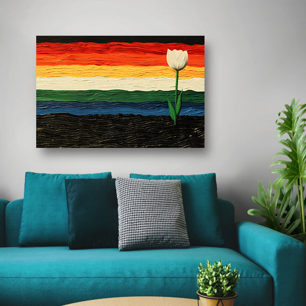 Abstracte kleurrijke tulp schilderij canvas