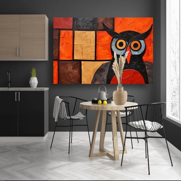Kleurrijke abstracte uil schilderij op canvas canvas