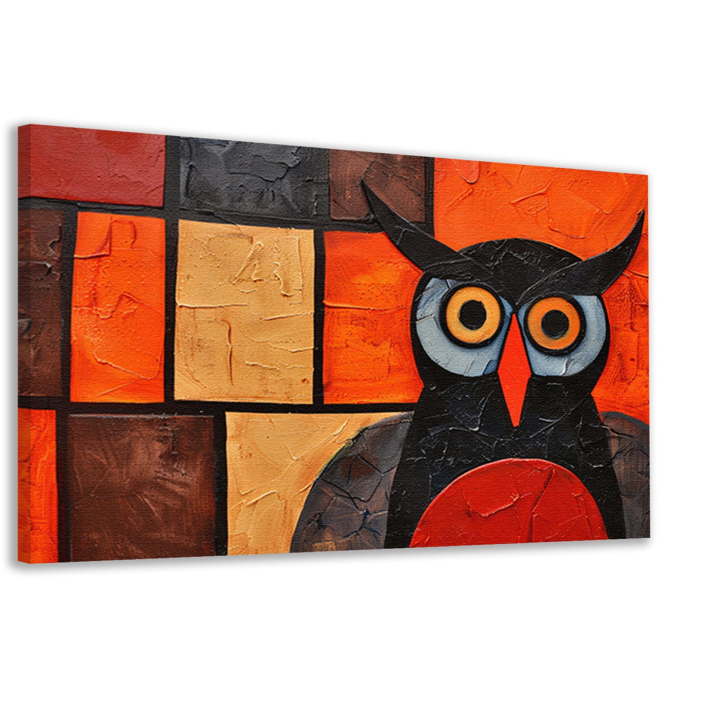 Kleurrijke abstracte uil schilderij op canvas canvas