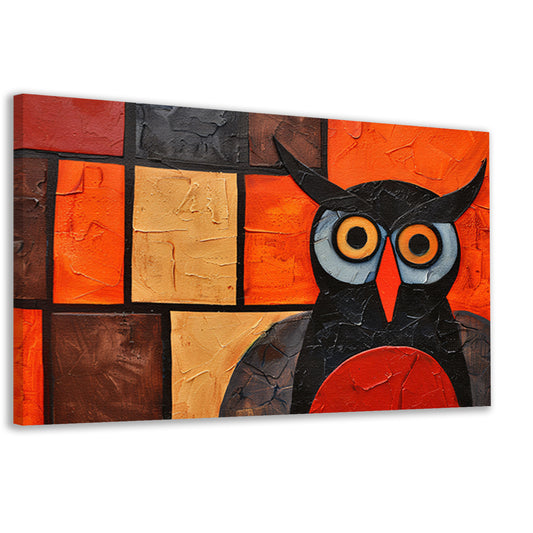 Kleurrijke abstracte uil schilderij op canvas canvas