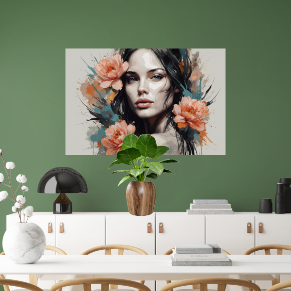Stille Kracht in Bloei - Een Modern Portret canvas met baklijst