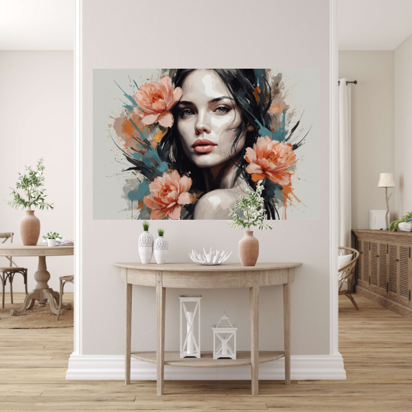 Stille Kracht in Bloei - Een Modern Portret canvas met baklijst