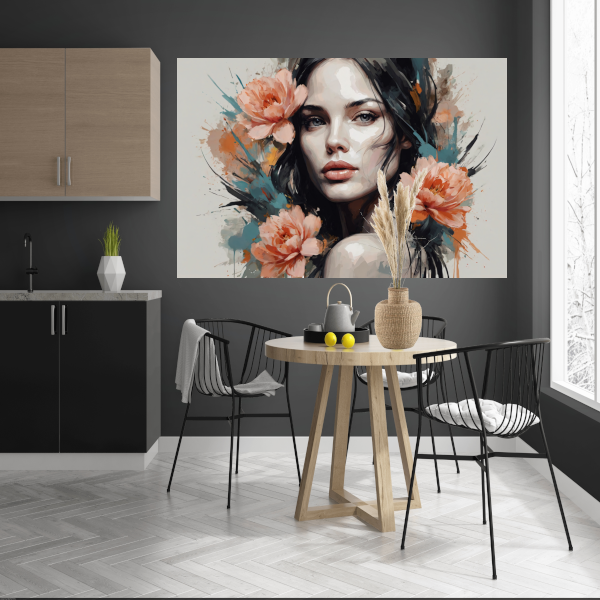 Stille Kracht in Bloei - Een Modern Portret canvas met baklijst