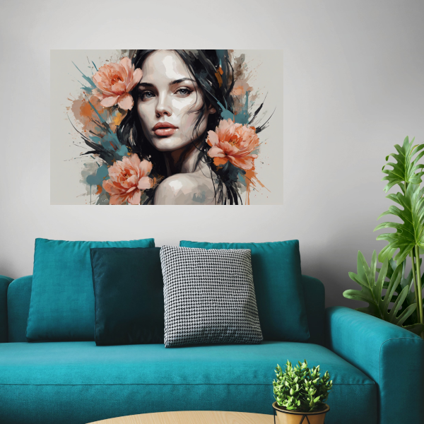 Stille Kracht in Bloei - Een Modern Portret canvas met baklijst