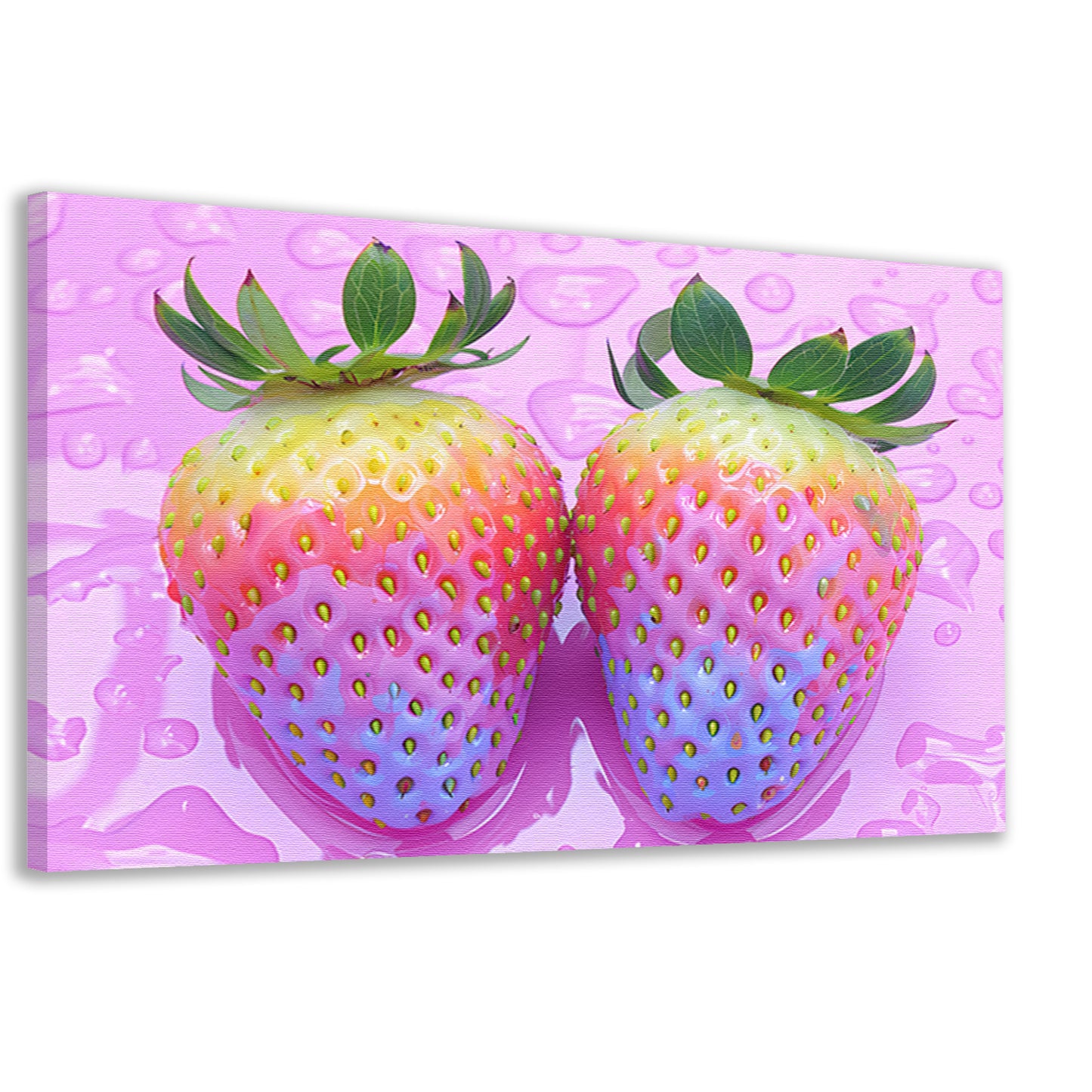 Abstract Aardbeien op Roze Achtergrond canvas