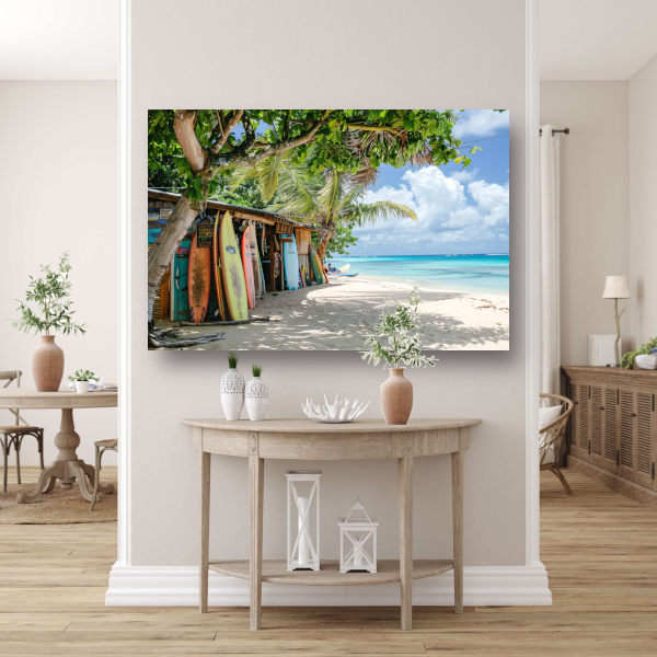 Eclectische Surfshop aan het Tropische Strand canvas