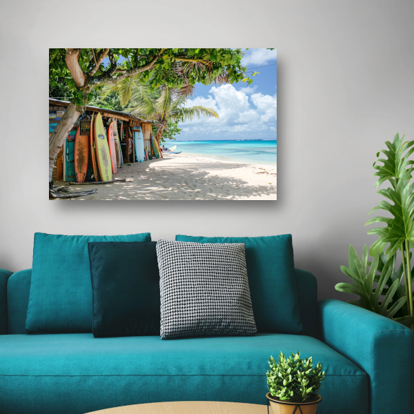 Eclectische Surfshop aan het Tropische Strand canvas