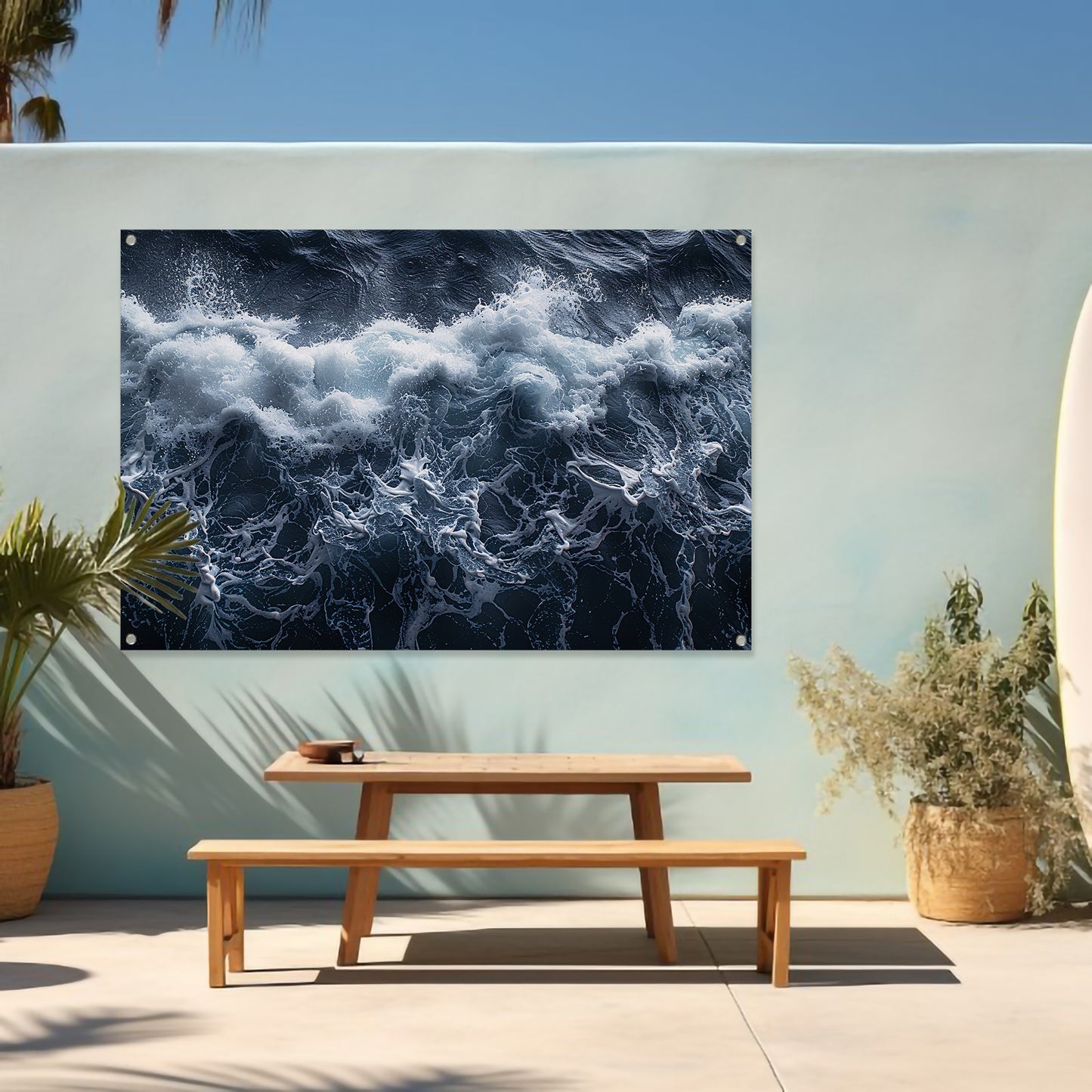 Impressionistische zeegolf tuinposter