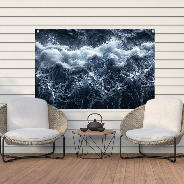 Impressionistische zeegolf tuinposter