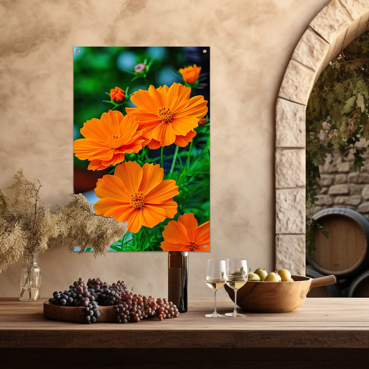 Close-up van Oranje Bloemen in volle Bloei tuinposter