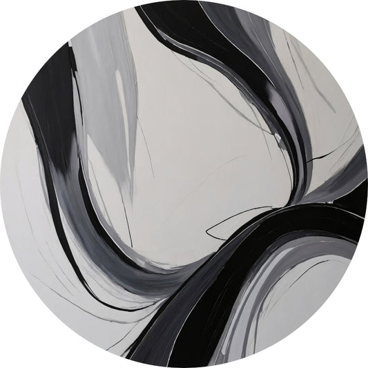 Dynamic Curves in Monochromatic Harmony aluminium muurcirkel