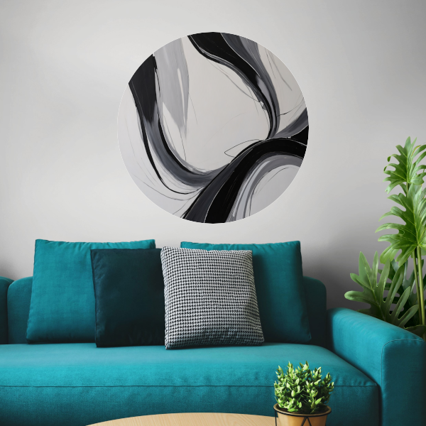Dynamic Curves in Monochromatic Harmony aluminium muurcirkel