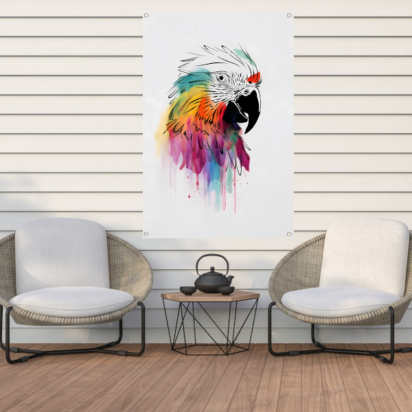 Moderne Kleurrijke Papegaai met Druipend Effect tuinposter