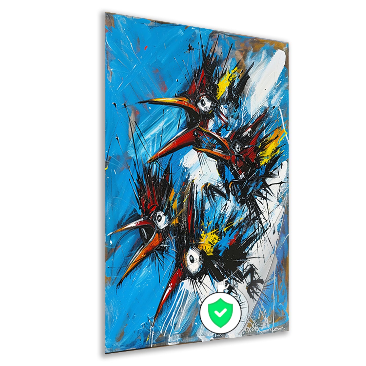 Abstracte Vogels in Kleurrijke Chaos poster