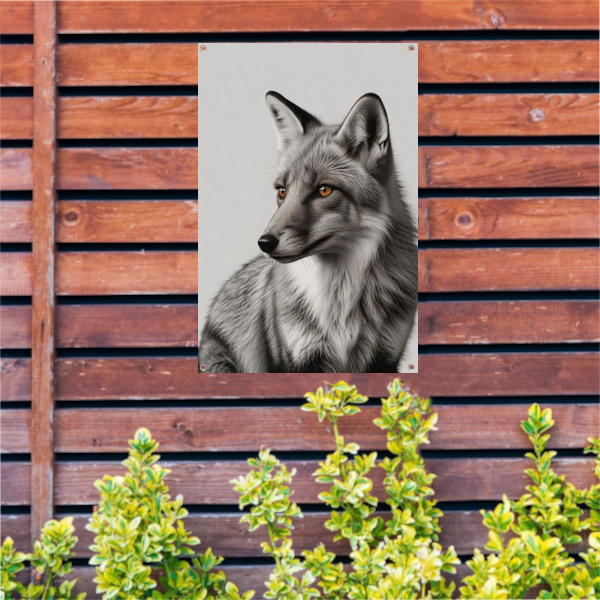De mysterieuze blik van een wilde vos tuinposter