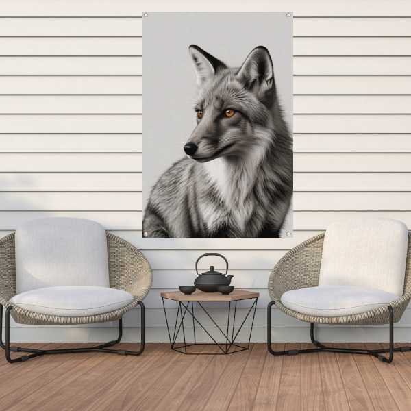 De mysterieuze blik van een wilde vos tuinposter