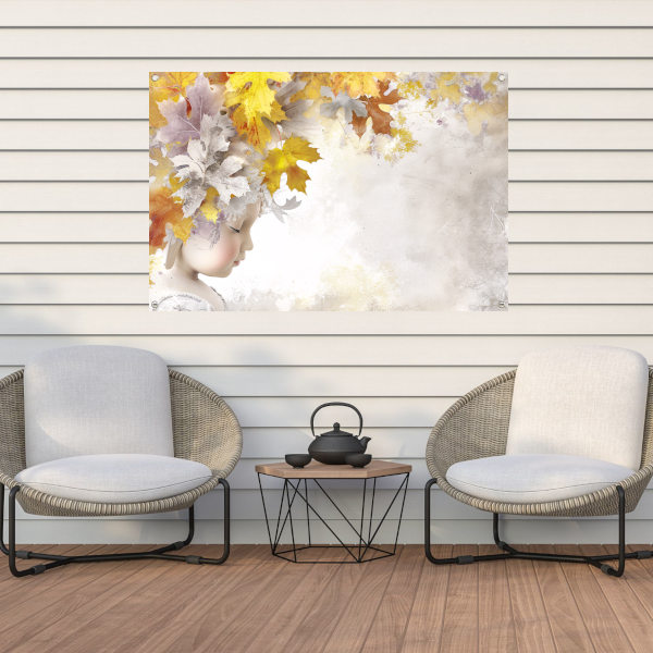 Herfstsymfonie in Bladeren en Mechanica tuinposter