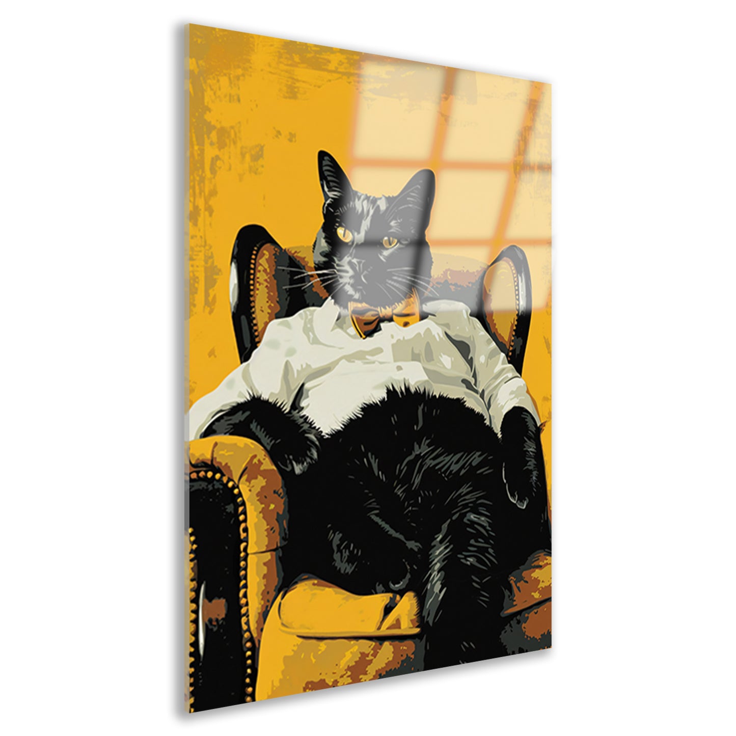 Hyperrealistische kat in fauteuil acrylglas