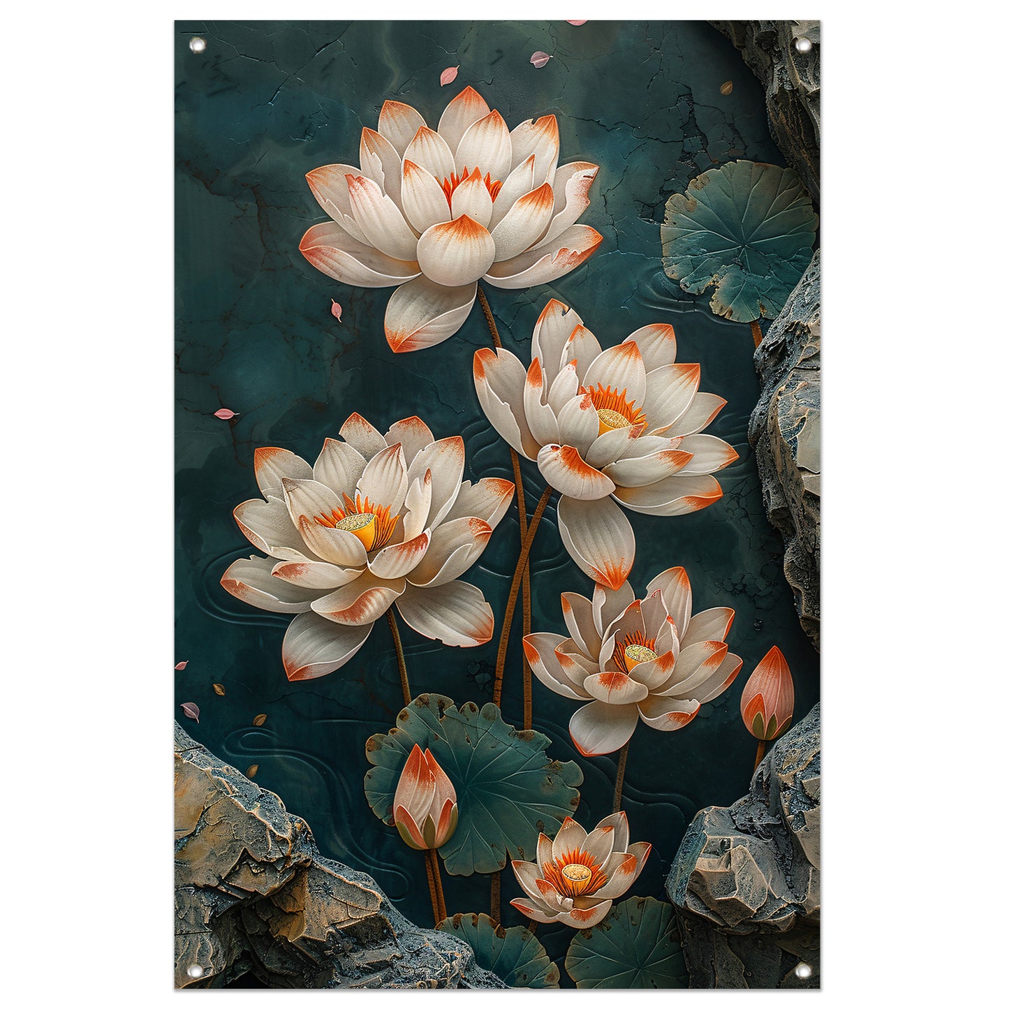 Modern kunst met turquoise lotusbloemen tuinposter