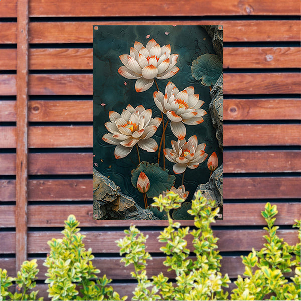 Modern kunst met turquoise lotusbloemen tuinposter