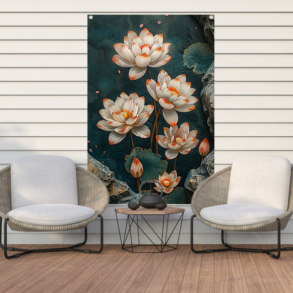 Modern kunst met turquoise lotusbloemen tuinposter