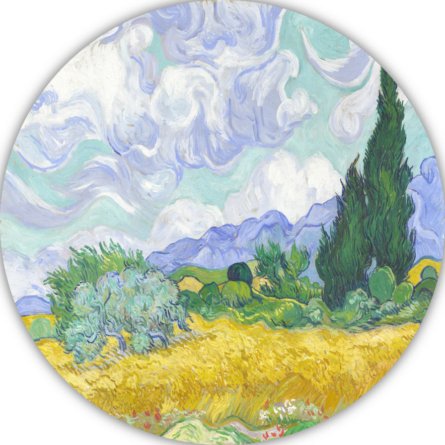 Tarweveld met cipressen - Vincent van Gogh forex muurcirkel