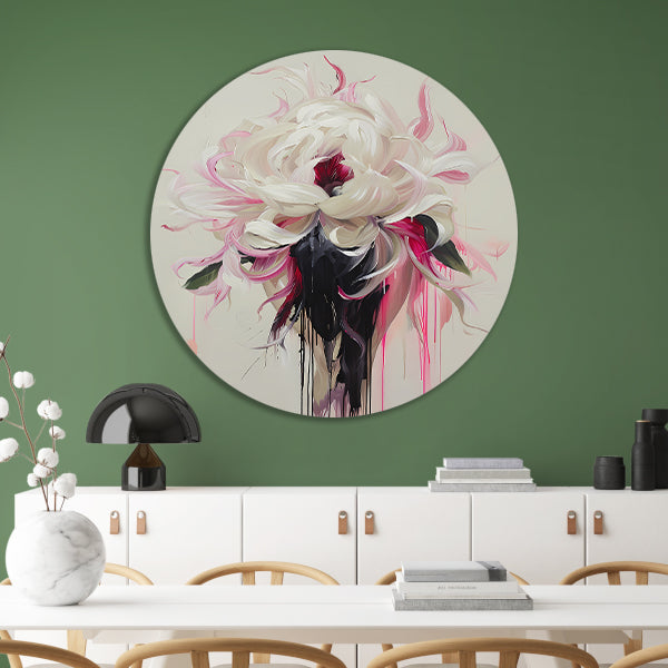Abstracte Bloem met Druipende Verf in Moderne Stijl forex muurcirkel