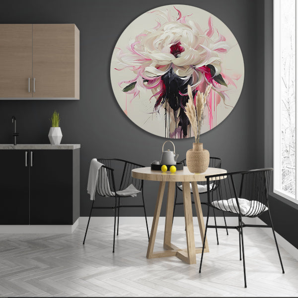 Abstracte Bloem met Druipende Verf in Moderne Stijl forex muurcirkel