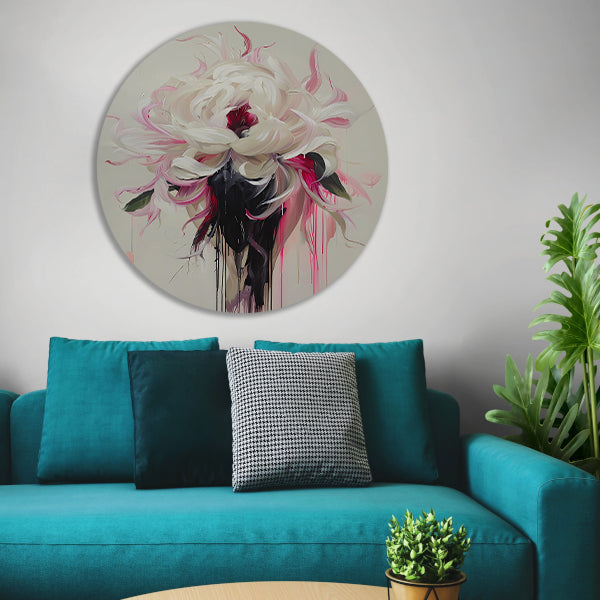 Abstracte Bloem met Druipende Verf in Moderne Stijl forex muurcirkel