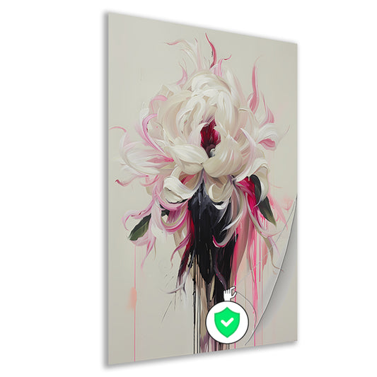 Abstracte Bloem met Druipende Verf in Moderne Stijl poster