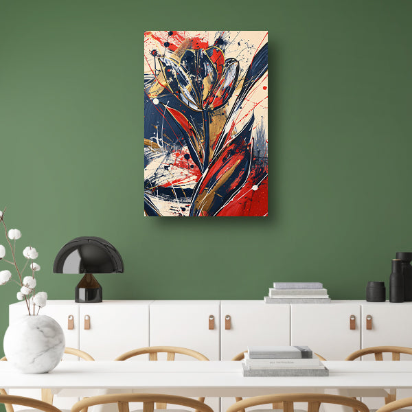 Abstracte tulpen kunst met dynamische kleuren poster