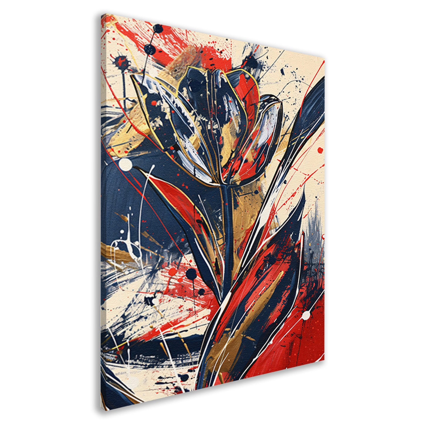 Abstracte tulpen kunst met dynamische kleuren canvas