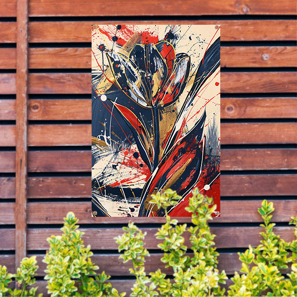 Abstracte tulpen kunst met dynamische kleuren tuinposter