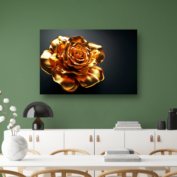 Gouden roos op zwart fluwelen achtergrond acrylglas
